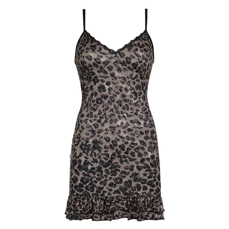 Leopard Spaghetti Strap Dress -