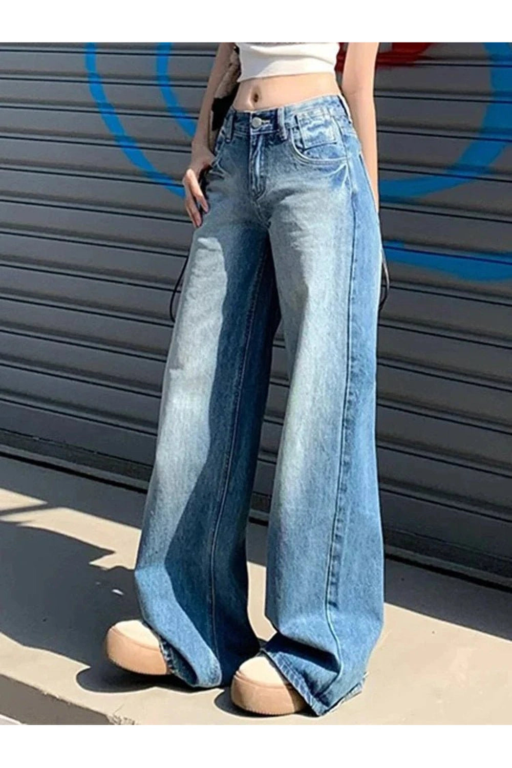 Light Wash Wide - Leg Denim - Jeans