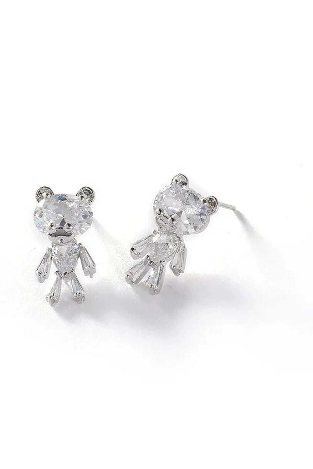Edgy Little Bear Zirconia Stud Earrings Shoptery