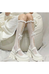 Kawaii Bow Lace Calf Socks Shoptery