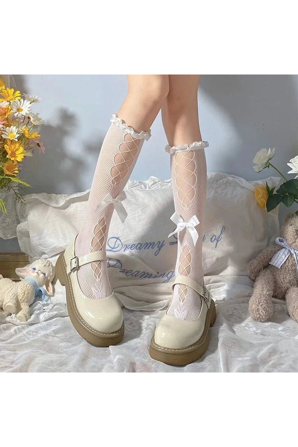 Kawaii Bow Lace Calf Socks Shoptery