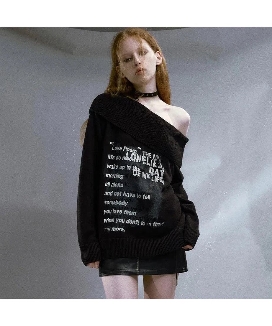 Lonely Verse" Off - Shoulder Sweater - 