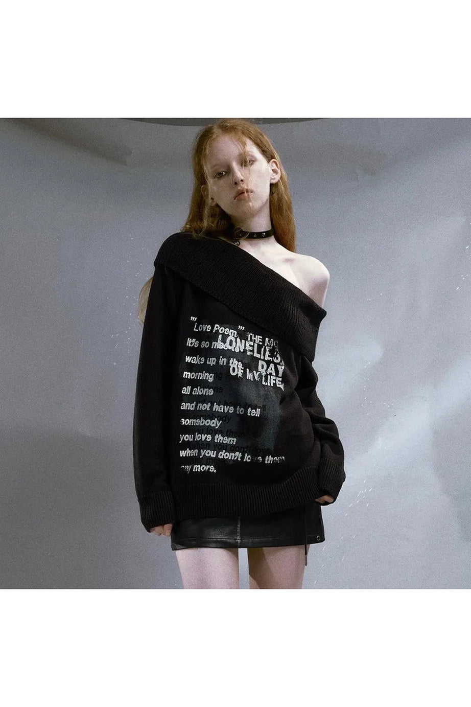 Lonely Verse" Off - Shoulder Sweater - 