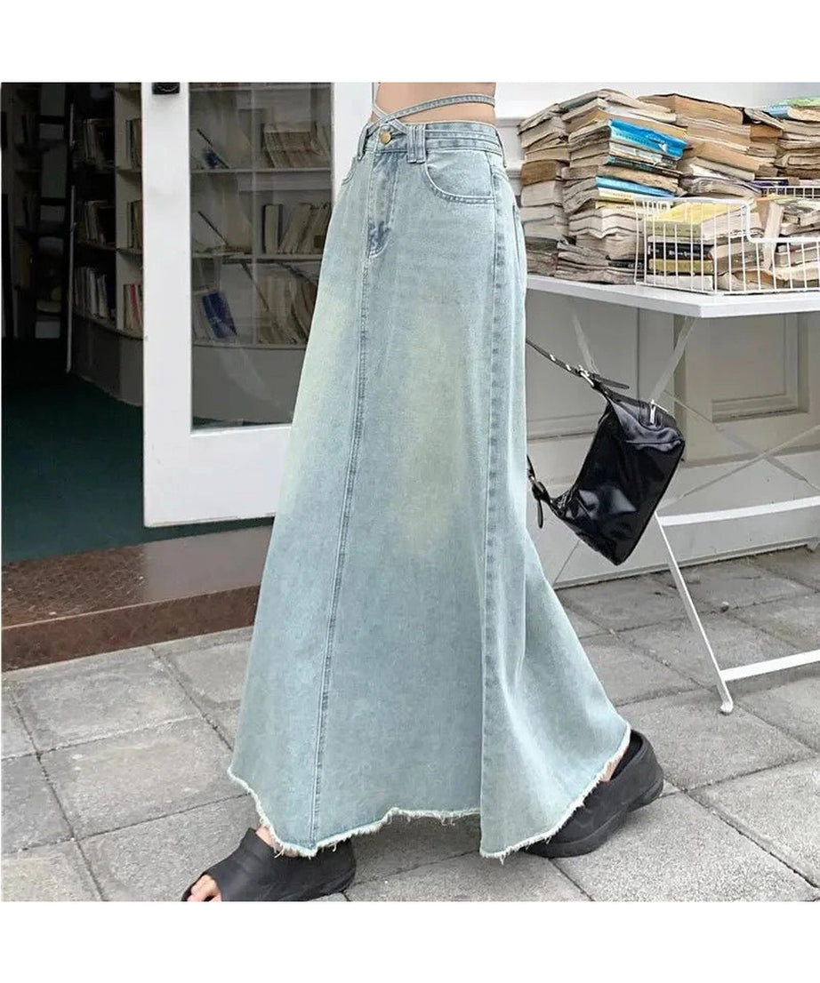 Long Denim Maxi Skirt -