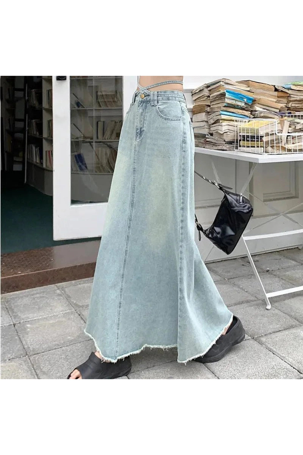 Long Denim Maxi Skirt -