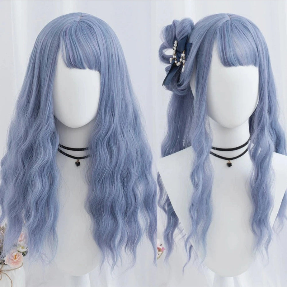 Kawaii Long Wavy Purple Wig blue CHINA 26inches Shoptery