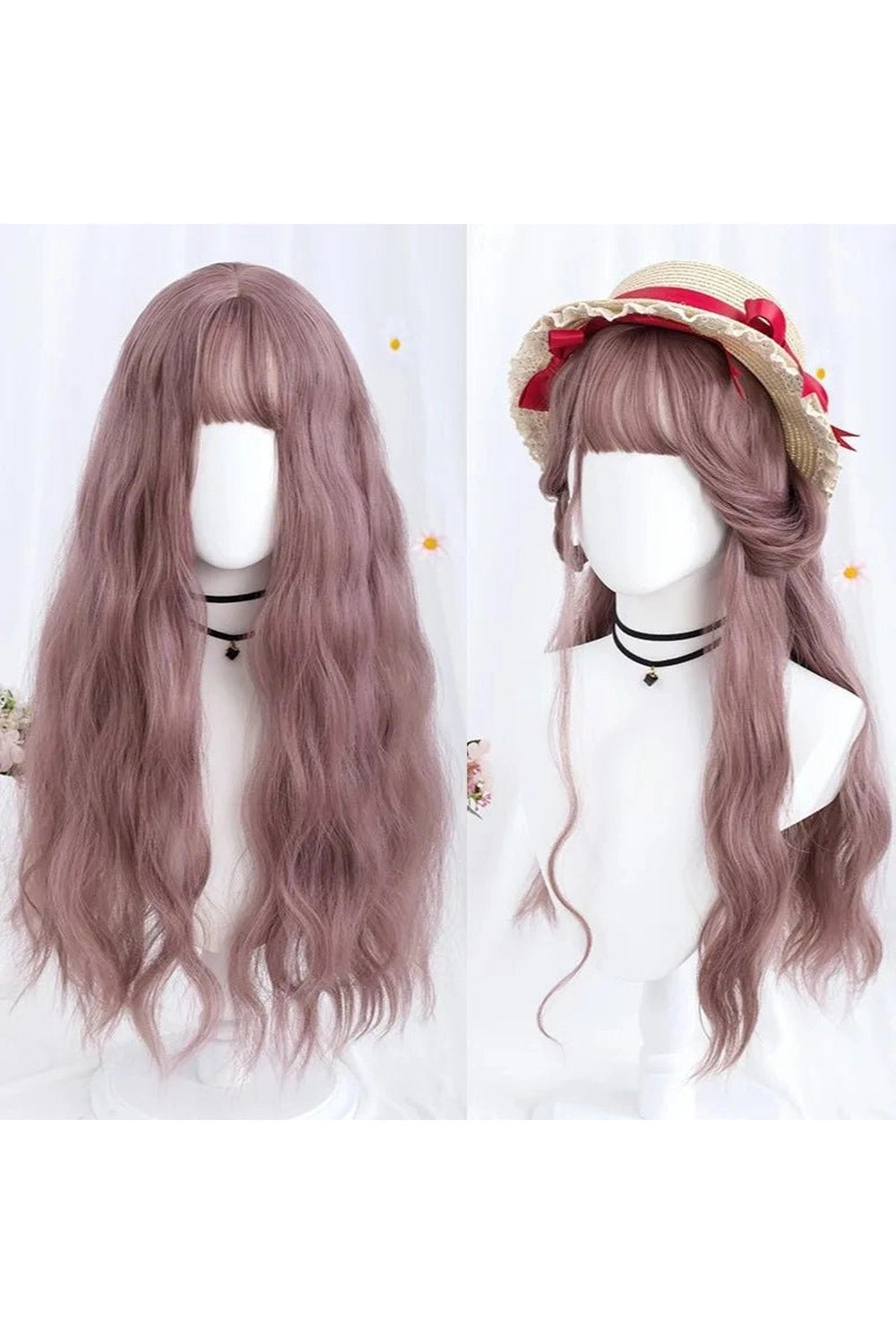 Kawaii Long Wavy Purple Wig Pink CHINA 26inches Shoptery