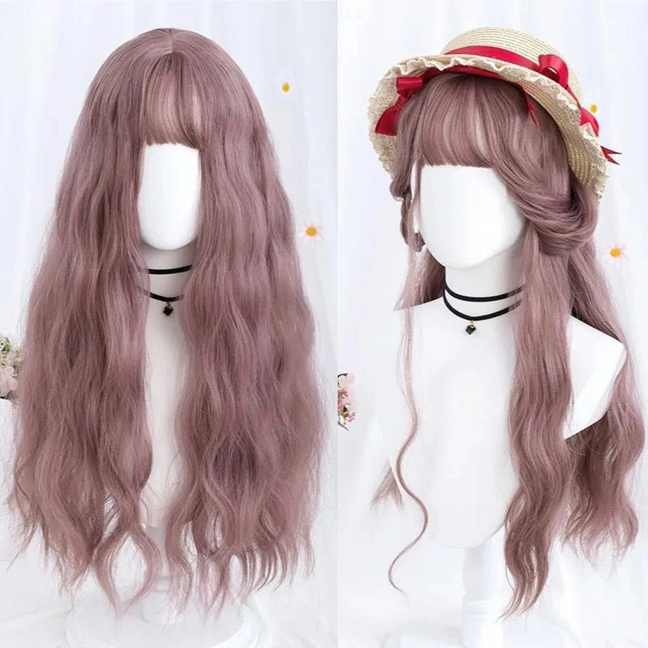 Kawaii Long Wavy Purple Wig Pink CHINA 26inches Shoptery