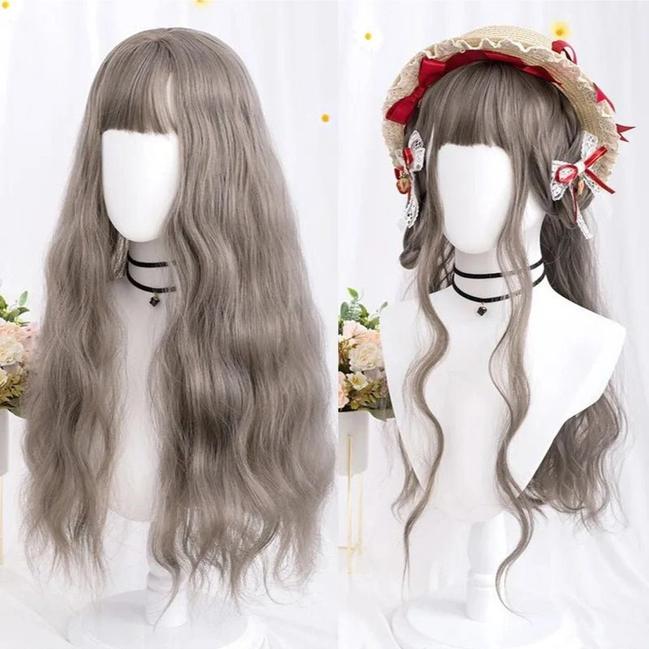 Kawaii Long Wavy Purple Wig silver grey CHINA 26inches Shoptery