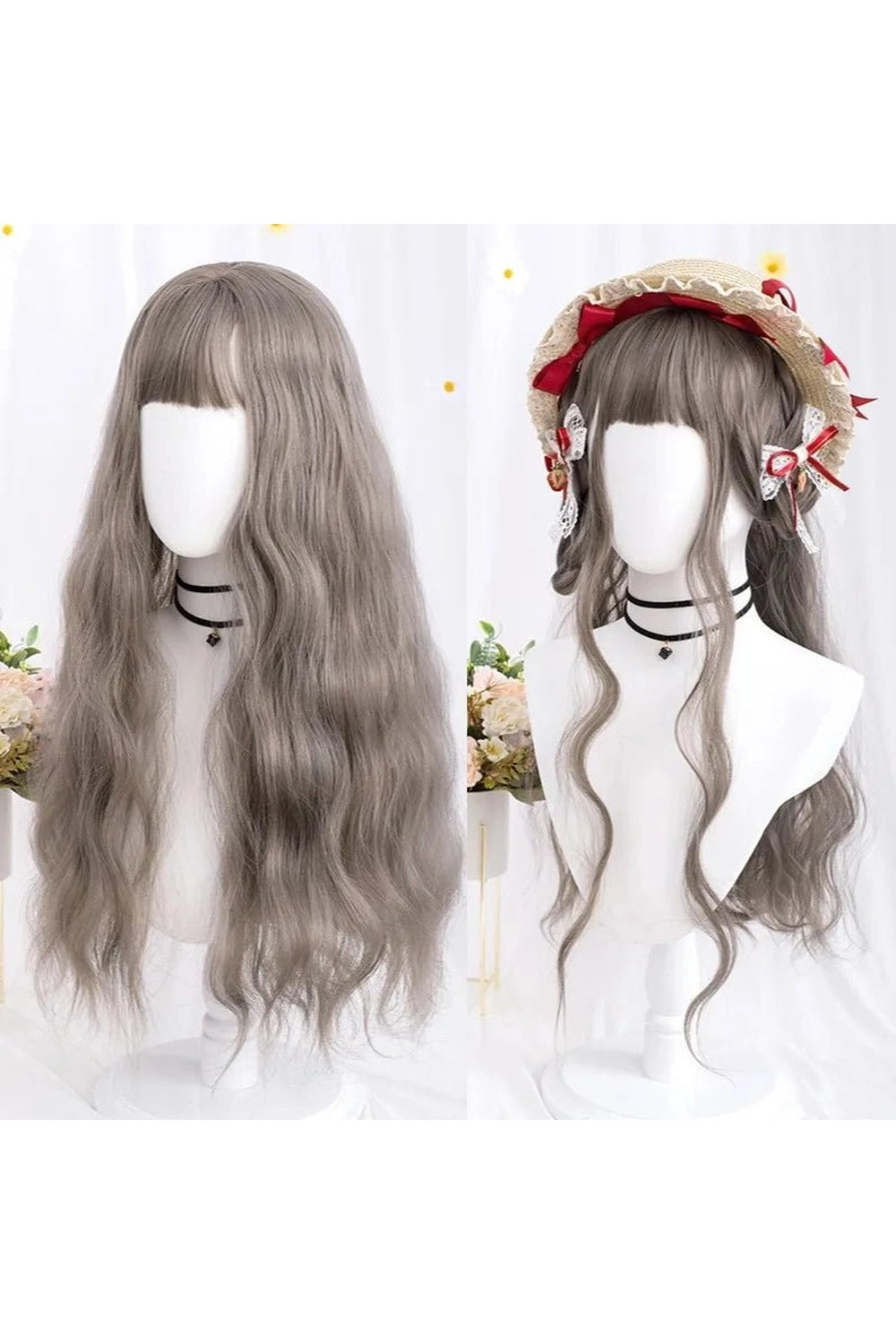 Kawaii Long Wavy Purple Wig silver grey CHINA 26inches Shoptery