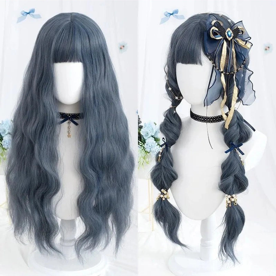 Kawaii Long Wavy Purple Wig Blue CHINA 26inches Shoptery