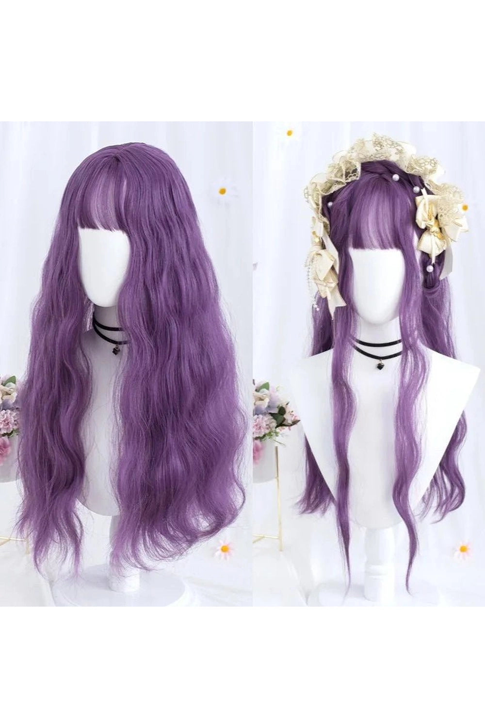 Kawaii Long Wavy Purple Wig PURPLE CHINA 26inches Shoptery