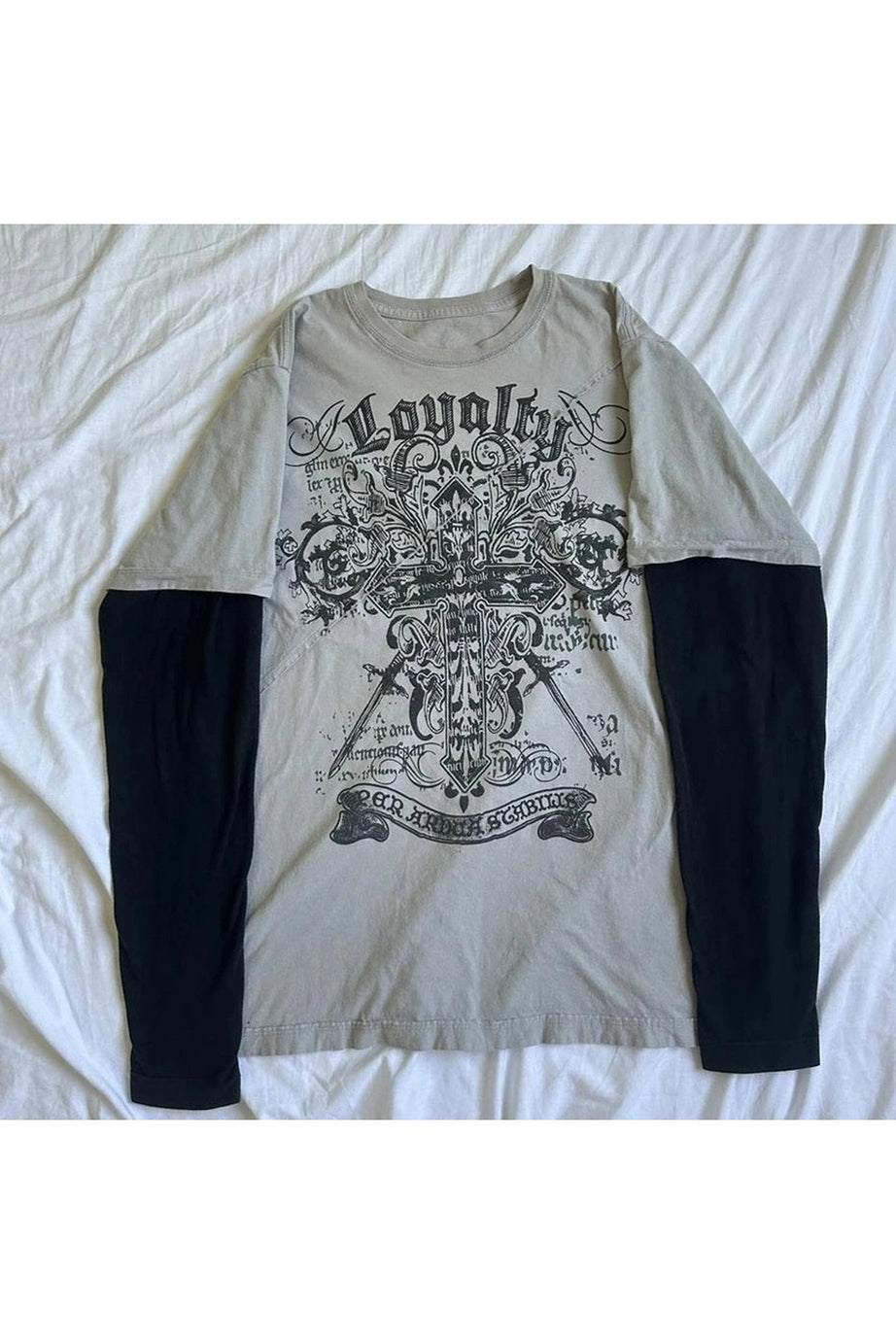 Loyalty Gothic Cross Layered T-Shirt - T-Shirts