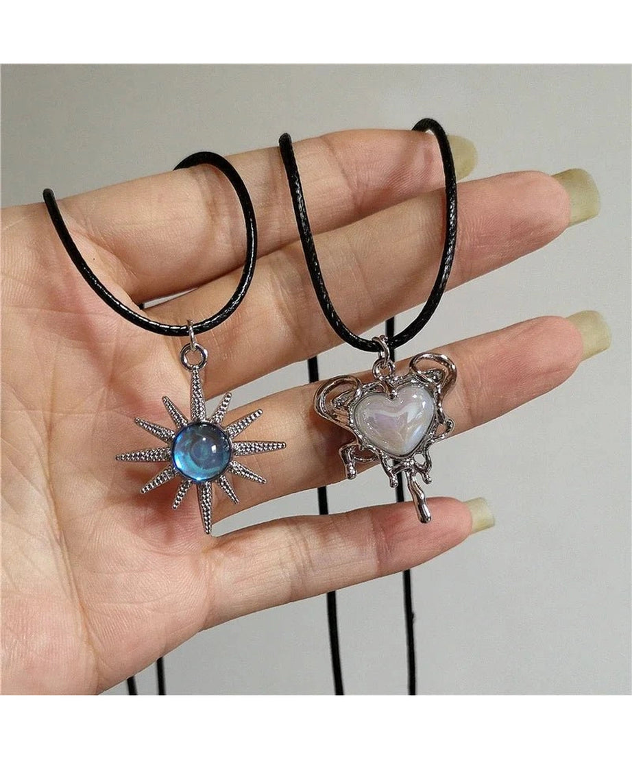 Lunar Glow and Angel Heart Necklace - Necklaces