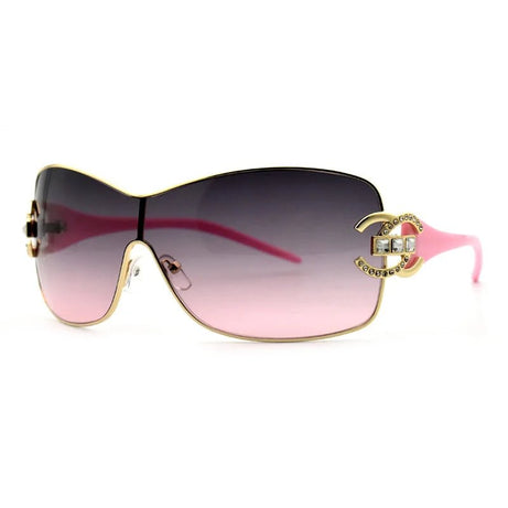 Y2k Luxe Diva Shield Sunglasses Pink Shoptery