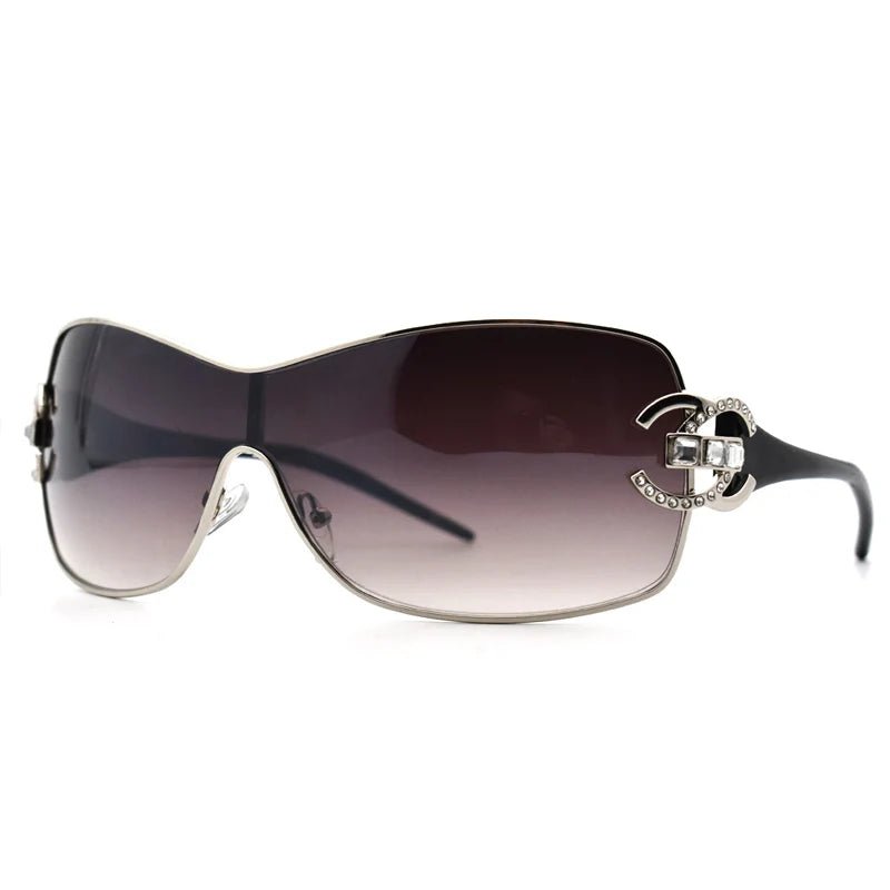 Y2k Luxe Diva Shield Sunglasses Gray Shoptery