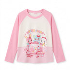 Decora Mezzo Piano Kawaii Character Raglan Long Sleeve Tee Pink Shoptery