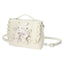 Jirai Kei Ruffle Bow Lace-Up PU Leather Satchel Crossbody Bag beige Shoptery
