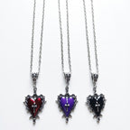 Visual Kei Gothic Cross Heart Thorn Rose Silver Pendant Necklace Purple2 Shoptery