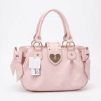 Jirai Kei Pink Heart Lock Bow Handbag with Gold Studs Pink Shoptery