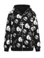 Visual Kei All-Over Skull & Crossbones Cross Zip-Up Hoodie Black Shoptery