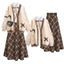 Mori Kei Cable Knit Cardigan & Plaid Skirt Set with Bow Details Two piece set 1 Shoptery