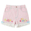 Decora Pastel Stripe Lace-Trim Shorts with Bunny Bear Fruit Embroidery Pink Shoptery