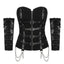 Visual Kei Black Buckle Harness Corset Top with Lace Arm Warmers black Shoptery