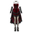 Visual Kei Velvet Lace-Up Corset Hi-Low Dress with Arm Warmers Red Shoptery