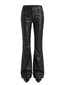 Visual Kei Studded Faux Leather Low-Rise Flare Trousers Shoptery