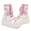 Jirai Kei Pink Heart Chain Platform Lace-Up Ankle Boots Pink Shoptery