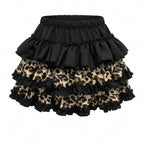 Gyaru Leopard Print Tiered Ruffle Mini Skirt black Shoptery