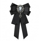 Visual Kei Black Satin Cameo Bow Brooch Lapel Pin Black Shoptery