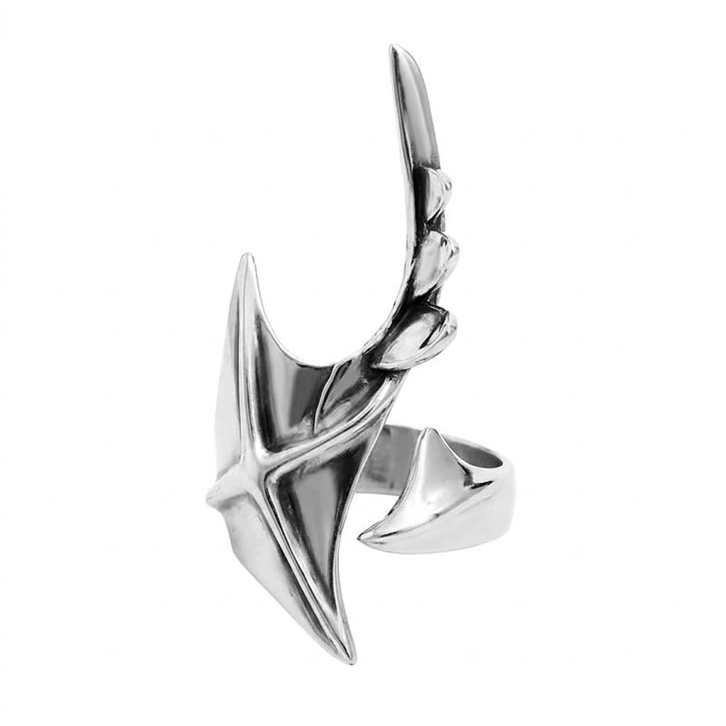 Visual Kei Spiked Star Thorn Wrap Adjustable Silver Ring Shoptery