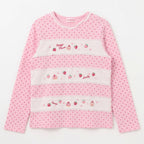 Fairy Kei Strawberry Sweet Lace Polka Dot Long Sleeve Top pink Shoptery