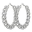 Gyaru Crystal Cuban Chain Link Hoop Earrings A Shoptery