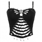 Visual Kei Skull Safety Pin Cut-Out Cage Crop Top Color 1 Shoptery
