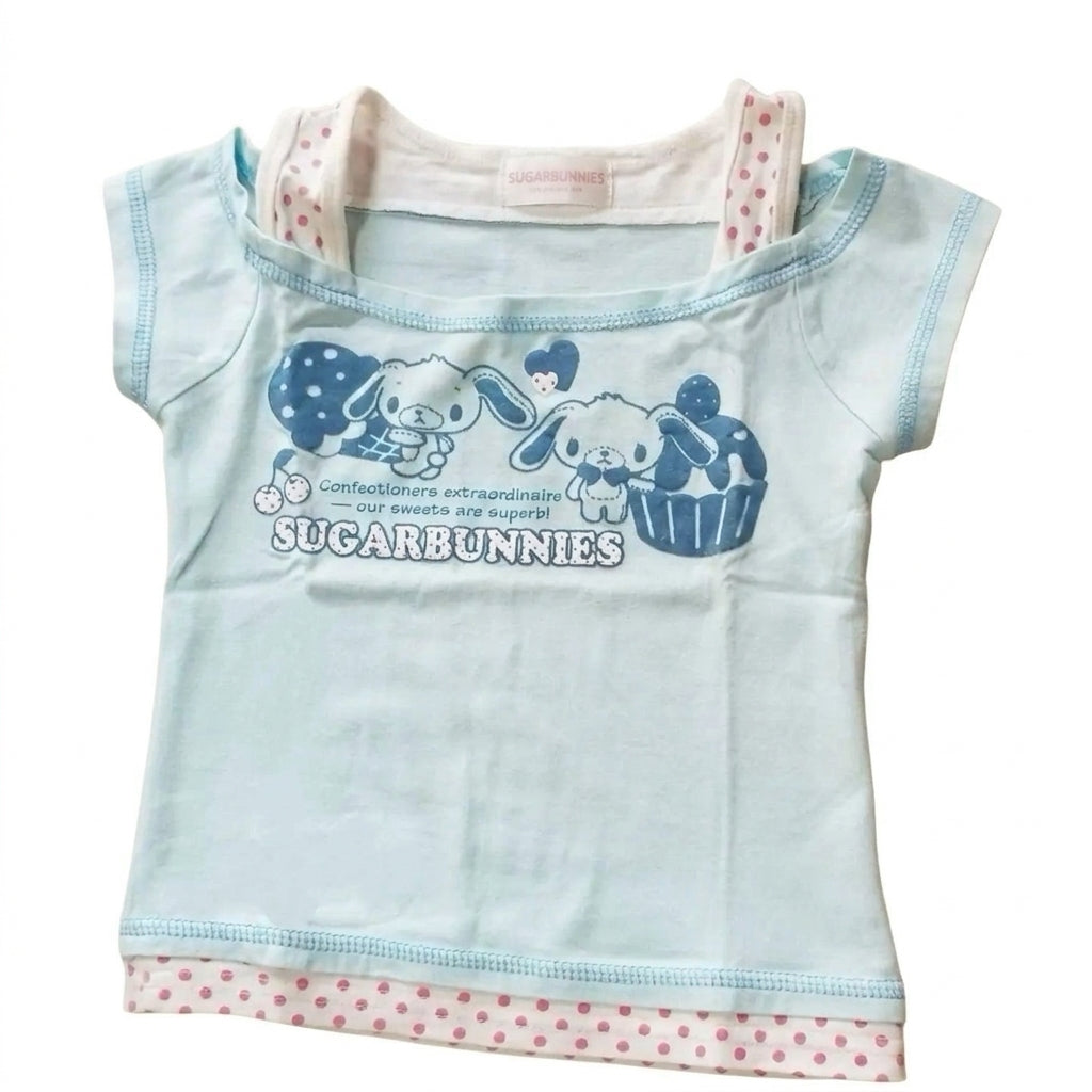 Fairy Kei Sugarbunnies Sanrio Layered Pastel Blue Crop Tee Shoptery Main image