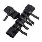 Visual Kei Black PU Leather Multi-Buckle Strap Arm Gauntlets Shoptery