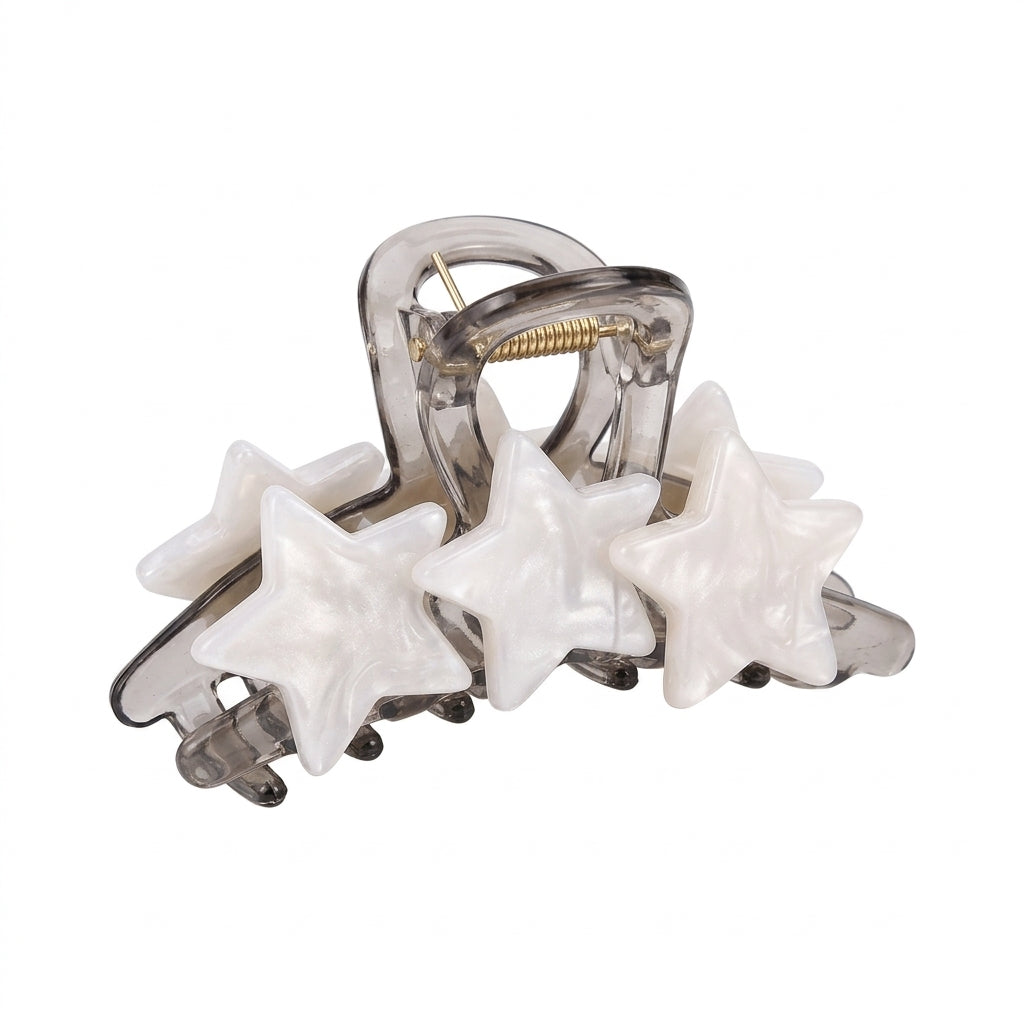 Decora Pearlescent Star Hair Claw Clip in Smoky Grey Shoptery