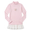 Jirai Kei Pink Striped Cat Embroidery Ruffle Hem Turtleneck Top Pink Shoptery