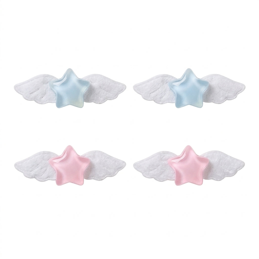 Decora Angel Wing Star Hair Clips Set Pink Blue Kawaii 4pc Shoptery