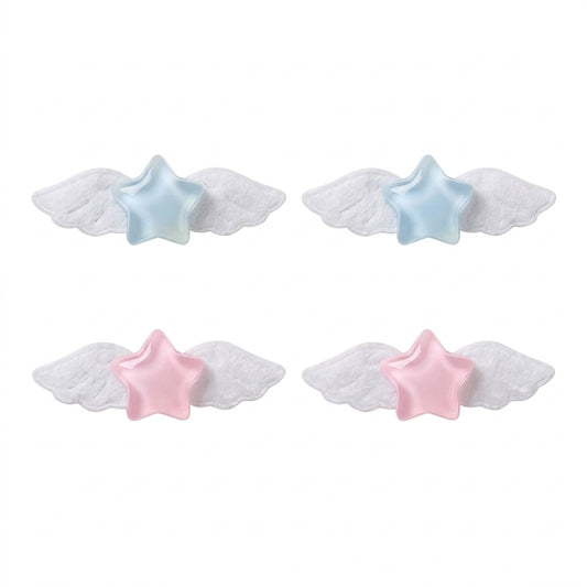 Decora Angel Wing Star Hair Clips Set Pink Blue Kawaii 4pc Shoptery