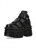 Visual Kei Black Leather Studded Extreme Platform Boots black Shoptery