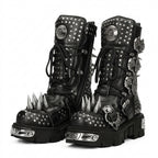 Visual Kei Skull Spike Studded Platform Combat Boots as picture Shoptery