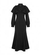 Visual Kei Victorian Cape Lace Ruffle Long Sleeve Mermaid Dress Shoptery