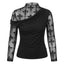 Visual Kei Cross Mesh Ruched Turtleneck Long Sleeve Top black Shoptery