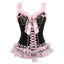 Jirai Kei Black Pink Skull Lace-Up Corset Ruffle Mini Dress Black-Pink Shoptery