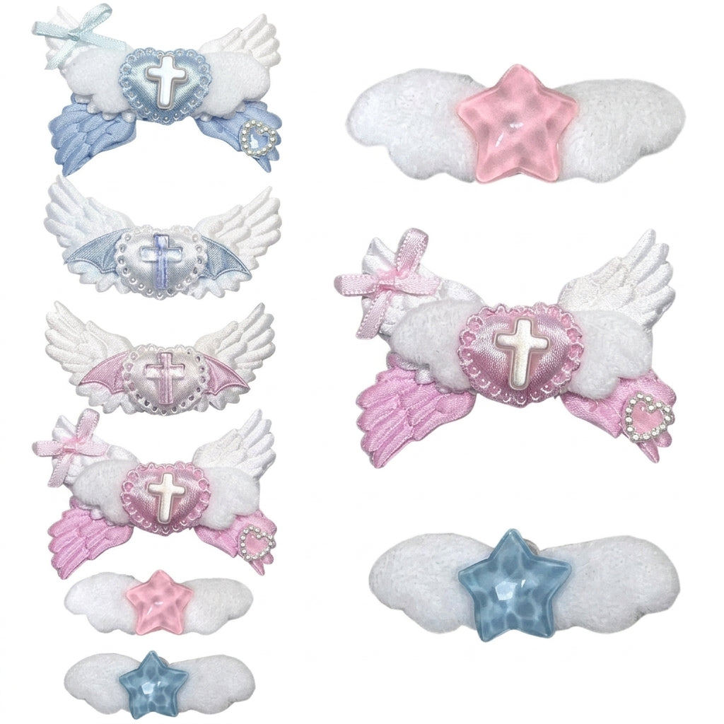 Decora Angel Wing Cross Heart & Star Hair Clips Accessories Shoptery