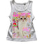 Decora Kawaii Cat Magazine Print Ribbed Sleeveless Tank Top 1 Shoptery